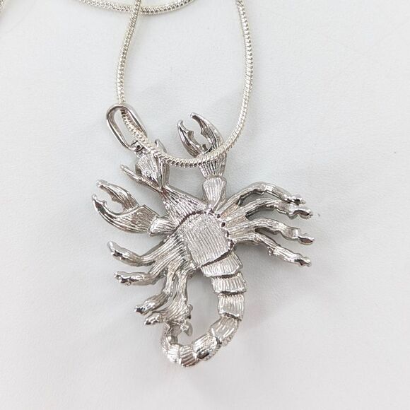 Scorpio Zodiac Horoscope Silver Scorpion Charm Pendant Necklace - Picture 2 of 5